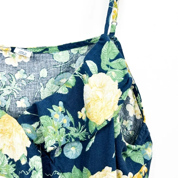 Old Navy Blue & Yellow Floral Tank Top with Ruffled Front - Picture 4 of 10